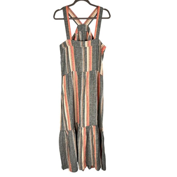 JOIE Women's Gray Multicolor Stripe Linen Sleeveless Halter Neck Rosabel Dress - Picture 6 of 6